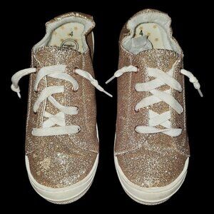 Girls Glittery Rose Gold Slip-On Memory Foam Sneakers